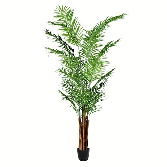 TB190780 8 ft. Artificial Potted Giant Areca Palm Tree with 837 Leaves, Green